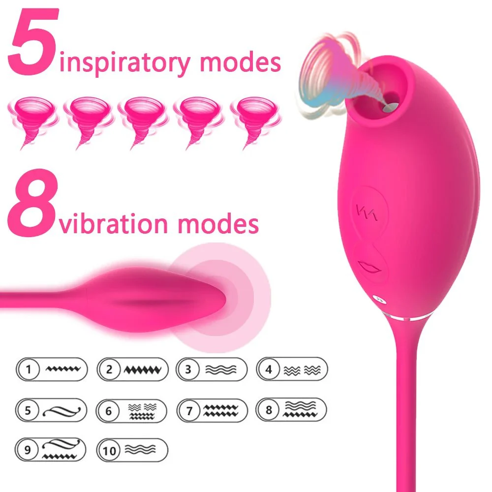 USB Rechargeable Clitoris Sucker Stimulator Vibrating Love Egg 2 in 1 Sex Toys Vibrator