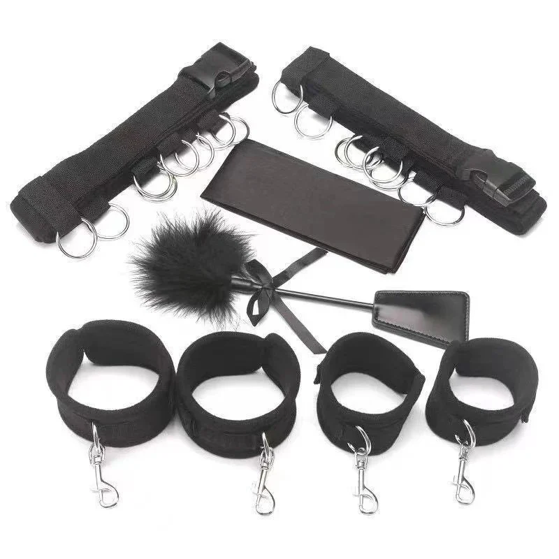 Flirting Feather Sexy Eye Masks Blindfold Restraints Straps Sex Toys Bed Bondage Set 3PCS