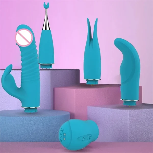 USB Rechargeable Clitoral Stimulator AV Vibrator Set 4 in 1 G Spot Massager Vibrator Sex Toys for Women
