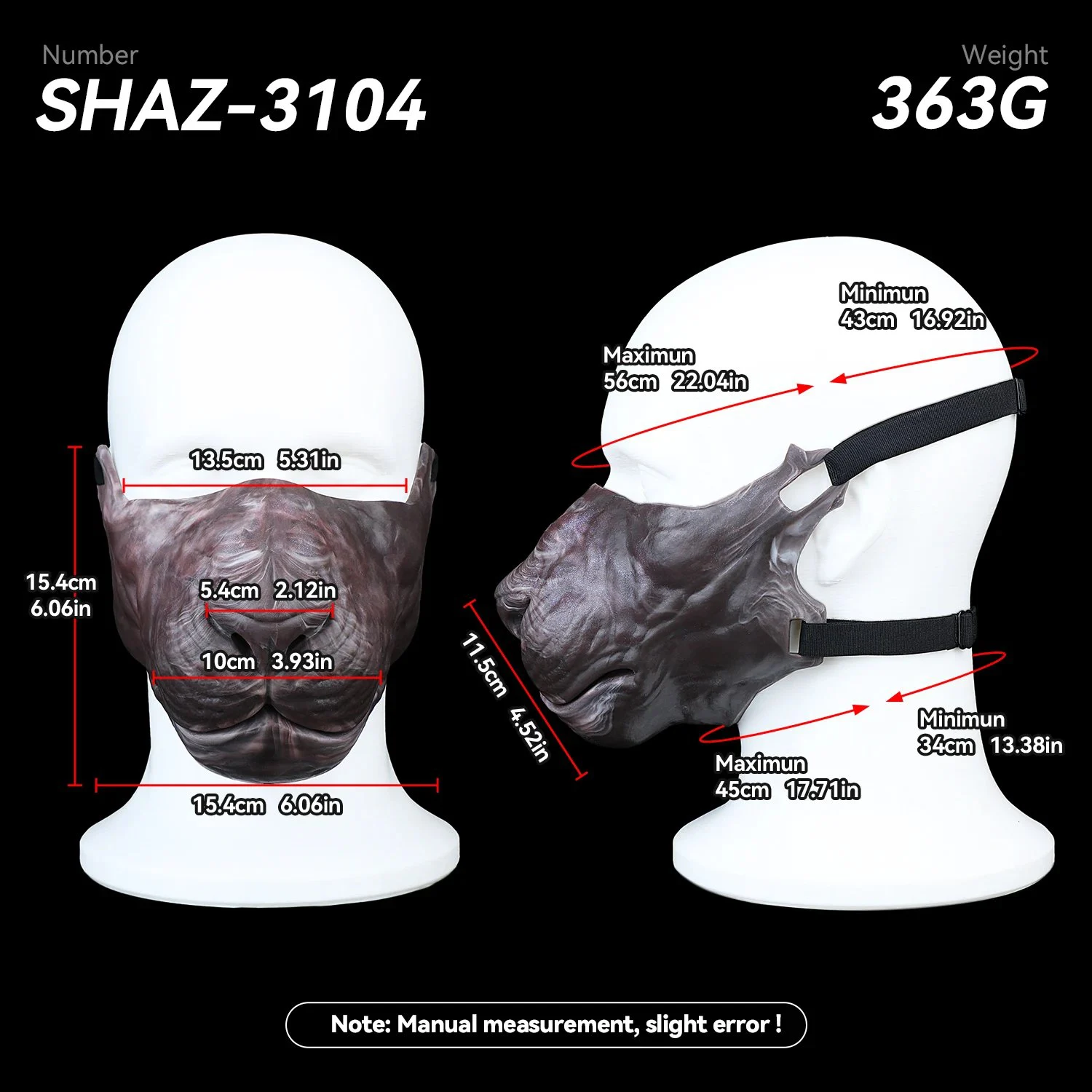 Beast-Face Half Mask Tamed Beastskin Texture Adult Fetish Mask Designed for Pup Play Pet Play Roleplay