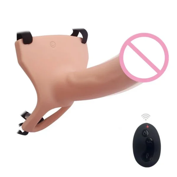 Remote Control Realistic Silicone Vibrating Strap on Dildo Hollow With Harness for Men Sex Toys