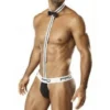 Male Waiter Night Club Party Performance Suit Conjoined Men's Sexy Bow Tie Underwear Lingerie G-String Thongs Bodysuit Collared