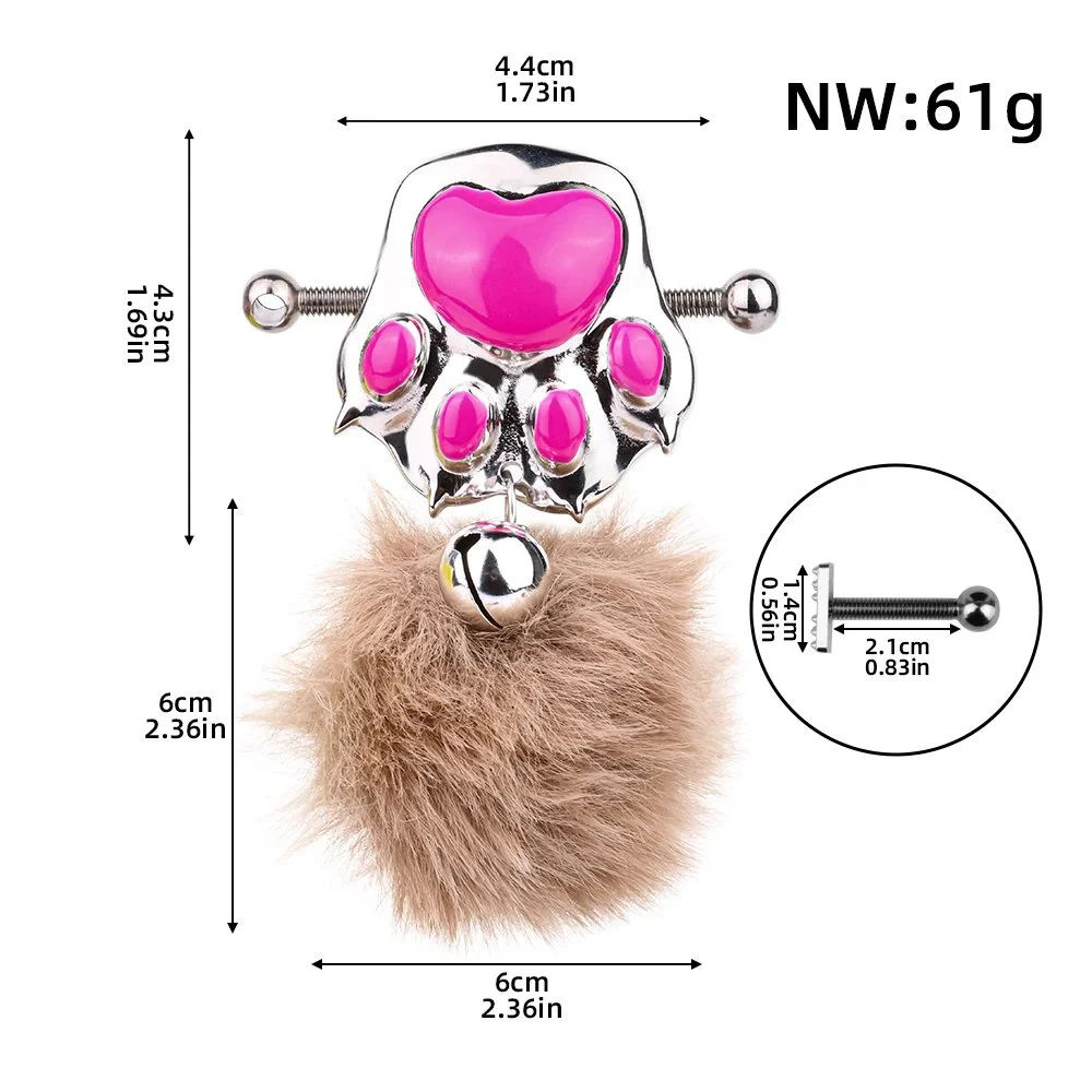 Cute Claw Nipple Clamp with Plush Bells Wearable Breast Restraints Clip Nipple Sex Toys for Women Men 18+ Flirting