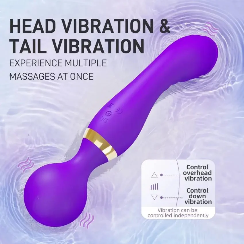 Double Head Av Wand Vibrator Soft Silicone Massager Stick Female Clitoris Stimulator Adult Products Dildo Sex Toys for Woman