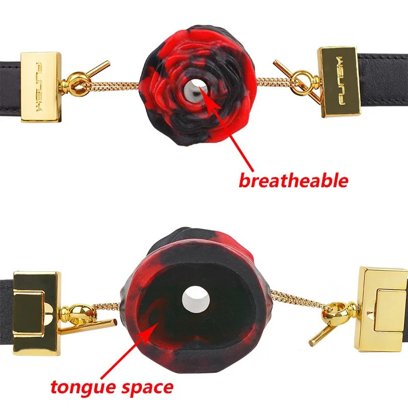 New Couples Flower Gag Dog Mouth Plug Silicone Breathable Rose Ball Open Mouth Bondage Gags Oral Fixation BDSM Adult Sex Toys