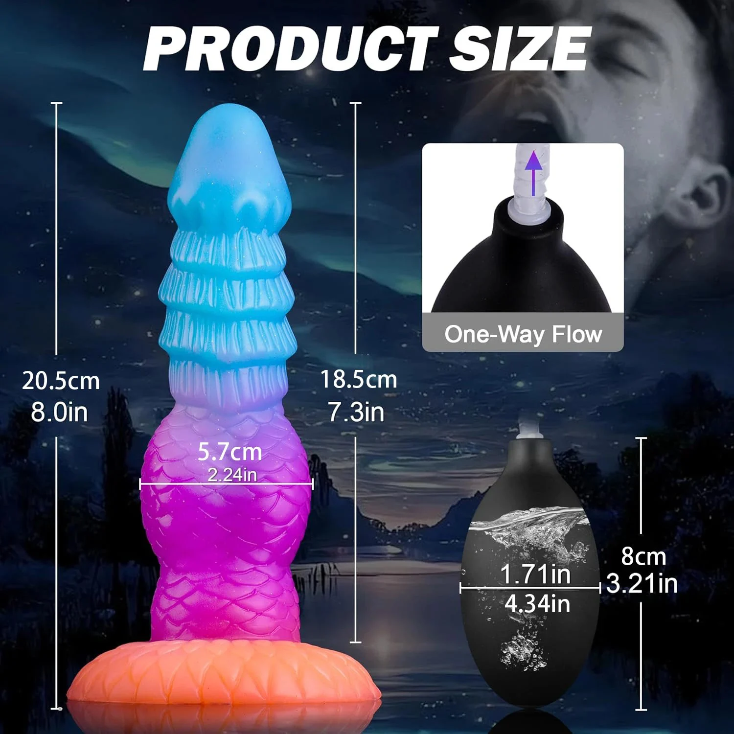 Fantasy Luminous Water Spray Soft Silicone Dildo Monster Ejaculating Toy with Big Knot Alien Dragon Suction Cup Anal Play