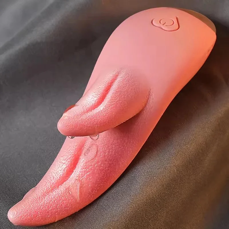 G-spot Nipple Stimulator Heating Licking Tongue Vibrator Sex Toys for Woman with Double Tongue