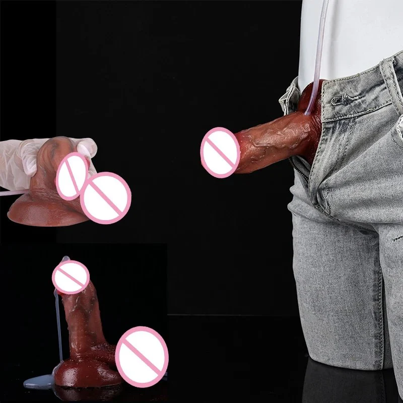 Realistic Squirting Penis Silicone Dildo Ejaculation Big Testicles Female Masturbator Anal Sex Toys for Men