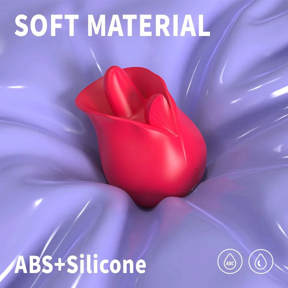 Female Rose Vibrator with Tongue Licking Function Double Motor Powerful Vibration Personal Massager for Women