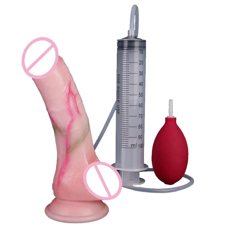 Fantasy Realistic Adult Toys for Women Monster Squirting Dildos Ejaculating Dildo With Injectors Enema Bulb