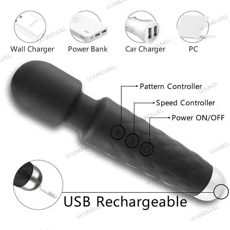 Saxy Toys for Woman Mini Silent Red Woman Vibrator Wand AV Massager for Sex Toys