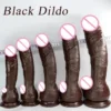 Realistic Touch Silicone Black Dildo with Powerful Suction Cup Big Large Thicker Penis Women Masturbation