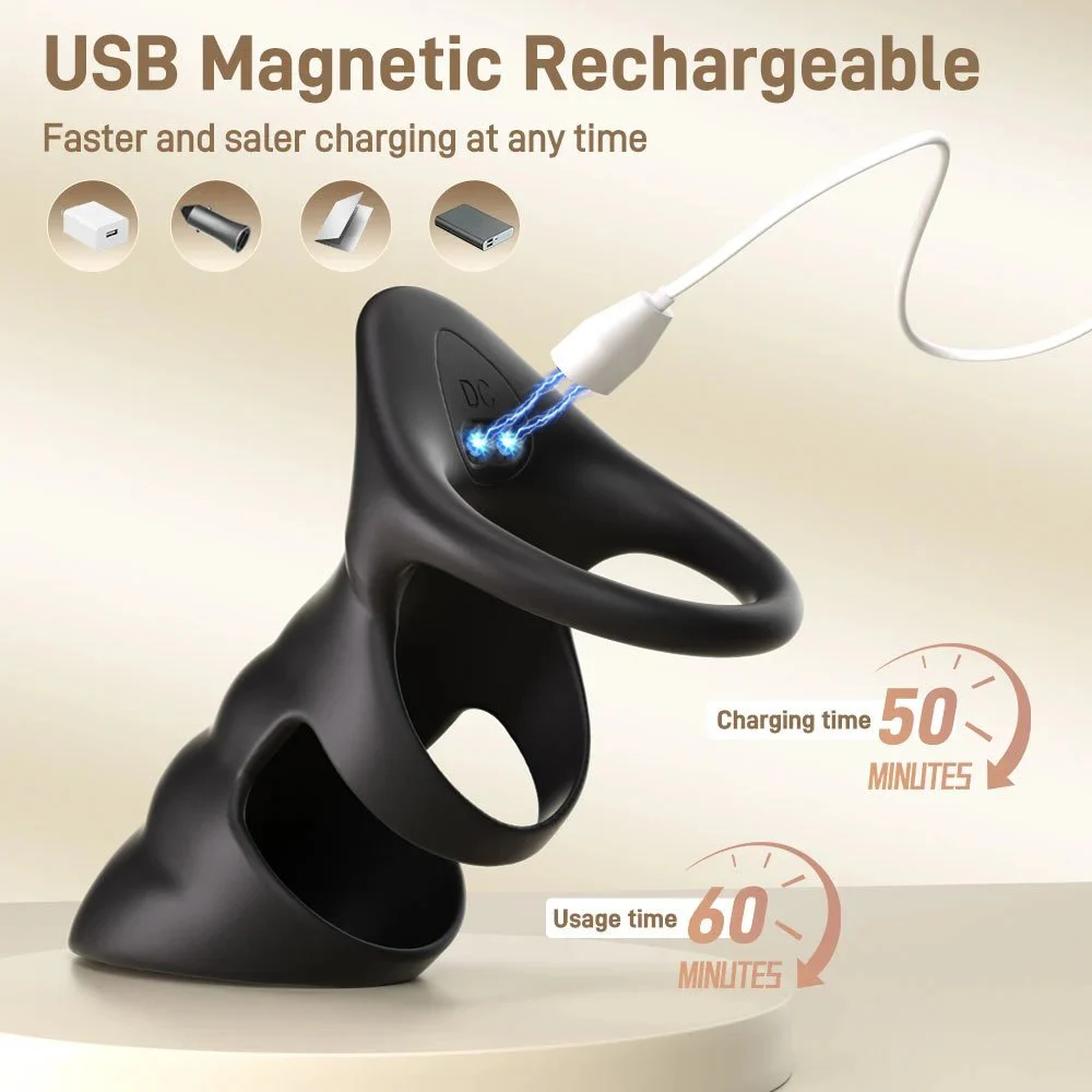 10 Vibration Modes Couple Vibration Penis Ring Man Cock Double Pleasure Vibrating Ring Sex Toy Men