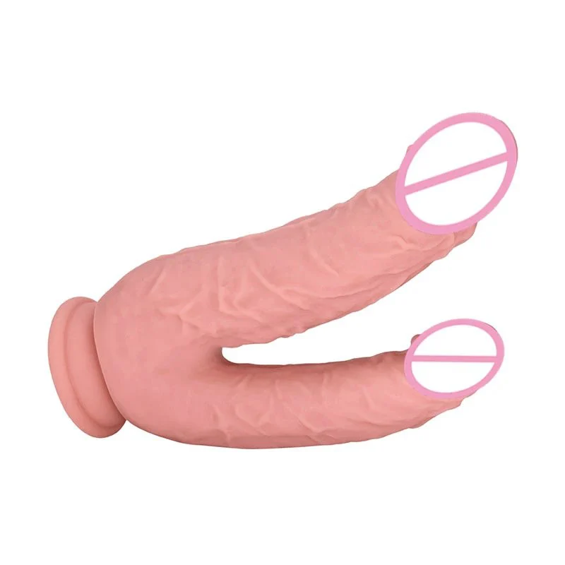 Double Head Huge Dildo Lesbian Vaginal Toys Big Penis Stimulation Double Penetration Silicone Dildo with Suction Cup