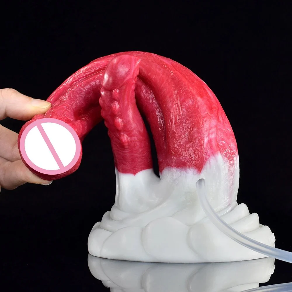 Double Head Penis Dragon Horse Divine Beast Squirting Dildo with Sucker Adult Women Vagina Anal Ejaculating Dildo