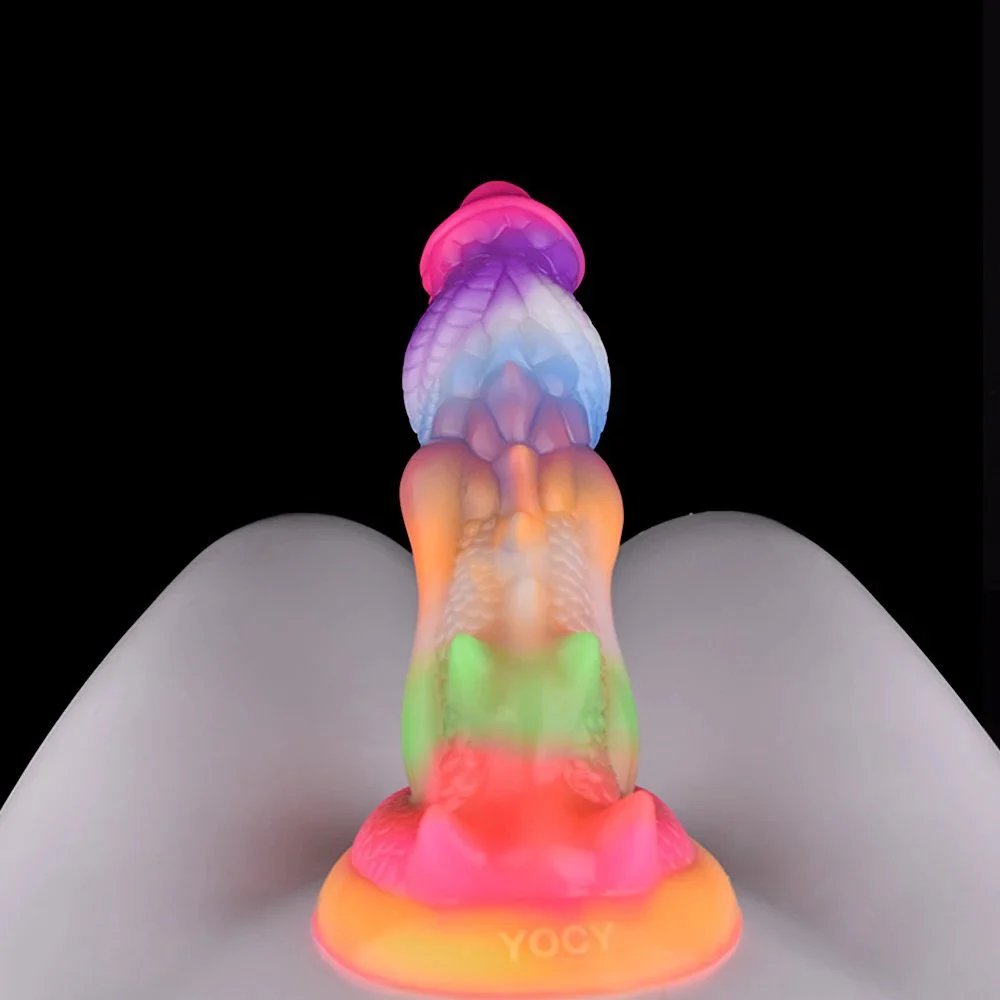 Dragon Dildo Glow in the Dark Curved Shaft Adult Sex Toy for G-spot Anal Play