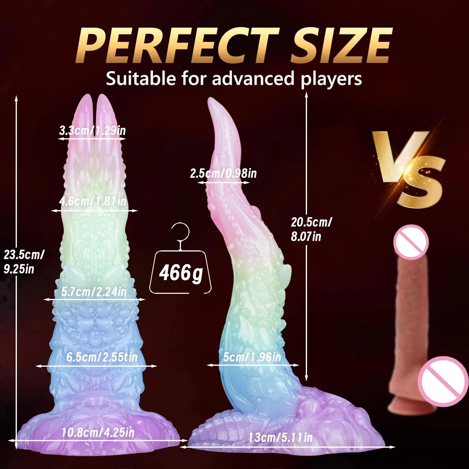 Big Monster Alien Luminous Double Headed Tongue Dildo Suction Silicone Dragon Glow Dark Dinosaur Anal Plug Soft Adult 100%