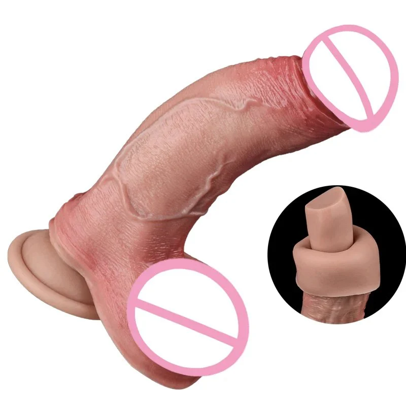 Double Layer Silicone Dildo with Hands-Free Suction Cup Sex Toy for Women Sex Realistic Dual Density Anal Plug