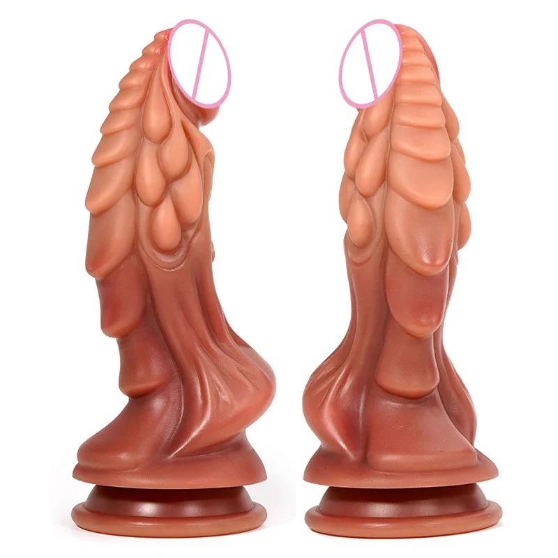 Dragon Liquid Silicone Soft Dildo Sex Toy Manual Gradient Color Vestibular Anal Plug for Men and Women