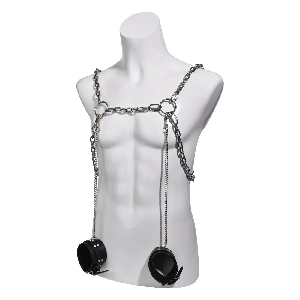 Male Fetish Bondage Set Stainless Steel Male Nipple Clamps Collar Handcuffs Gay Toys Couple Flirting Sex Toys