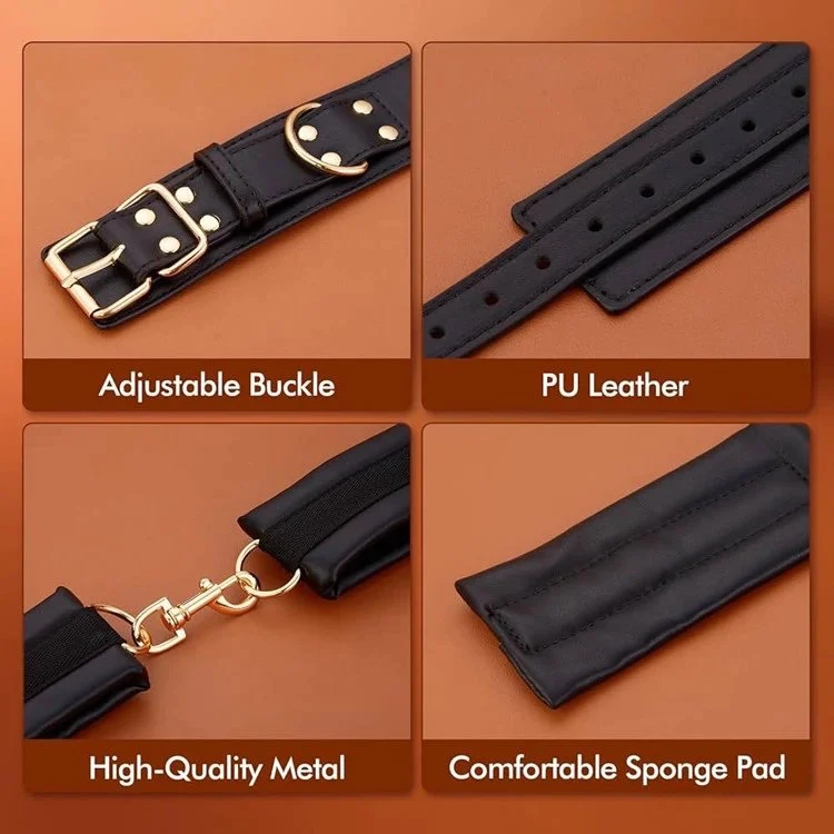 Leather Game 7PCS Sets Adjustable Handcuffs Sex Bondage Kit Restraints