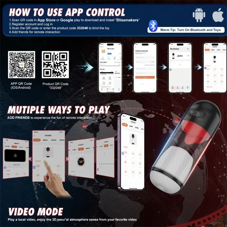 9 Modes USB 360 Rotation Licking Tongue App Control Masturbators Sex Toy Men