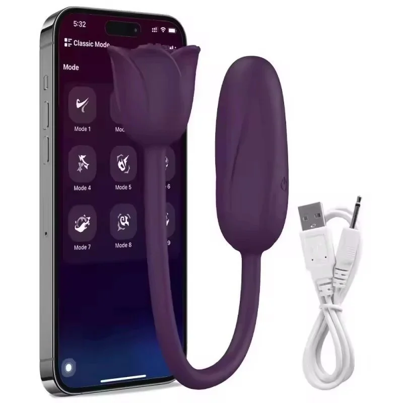 Portable Remote App Controlled Egg-Shaking Climax Stimulation 9-frequency Dual-head Vibration Rose Love Egg