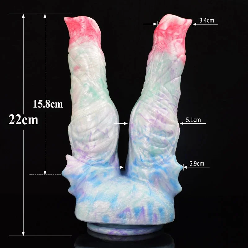 Double Heads Thick Beast Dildo With Suction Cup Flexible Light Color Small Penis Anal Sex Toys for Women