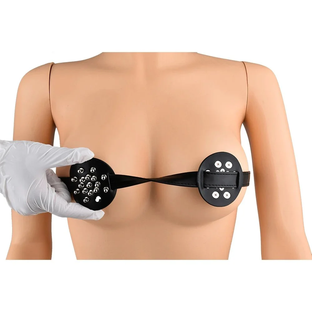 Metal Leather Nipple Clamps Spiked Breast Binder Bra Female Breast Fun Couple Flirting Products Game Sex Toys
