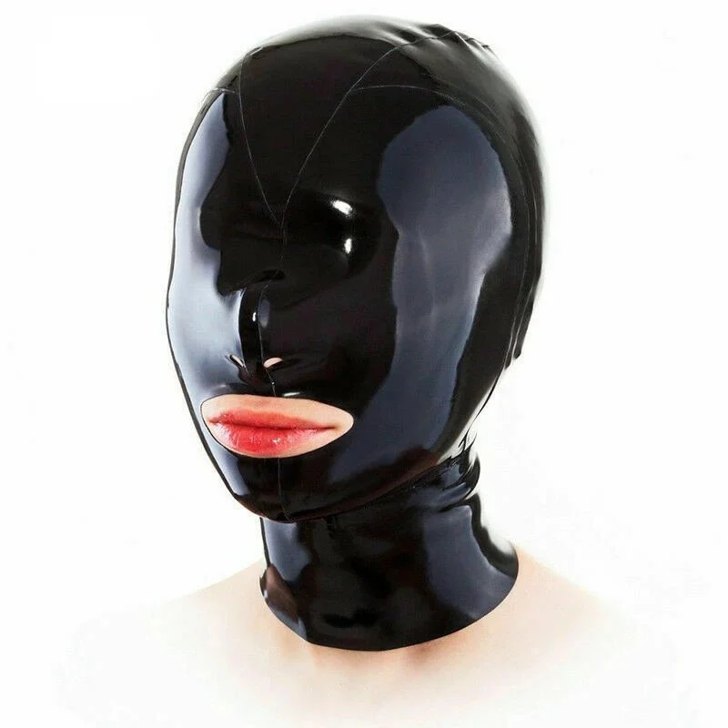 Bondage Collar Latex Hood Mask Waterproof Game Play Head Gear Fast Delivery