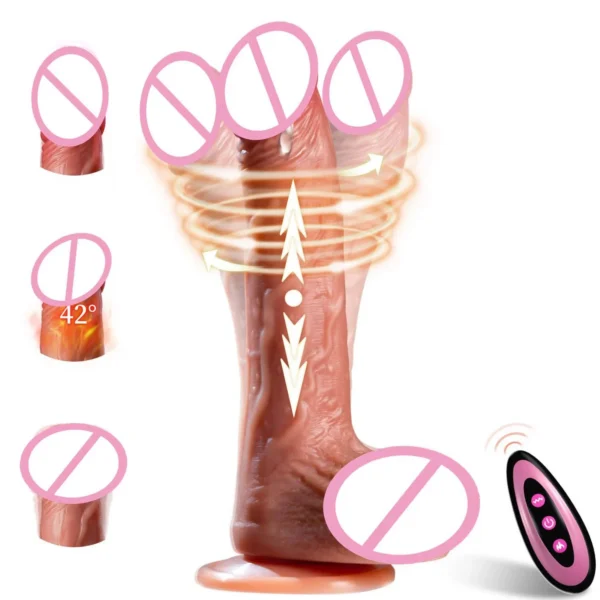 Remote Control Soft Silicone Realistic Penis G Spot Clitoris Stimulator Thrusting Swing Heating Dildo Vibrator Sex Toy for Women