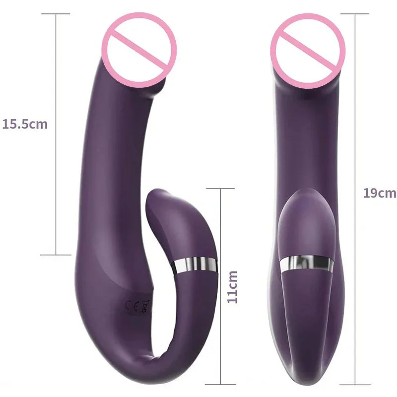 Dual Motors G Spot and Clit Stimulation Double Ended Head Strapless Strap on Dildo Vibrator Women Adult Sex Toy for Women Female