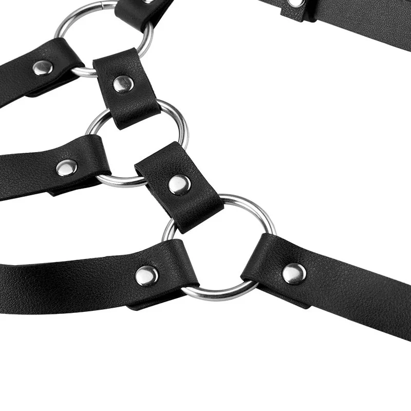 Mens Soft Leather Adult Sex Toys Flirting Harness Clothes with Sex Leather Collars