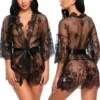 Lace Mesh Nightgown Sexy Sleepwear Lace Transparent Nightwear Plus Size Lingerie