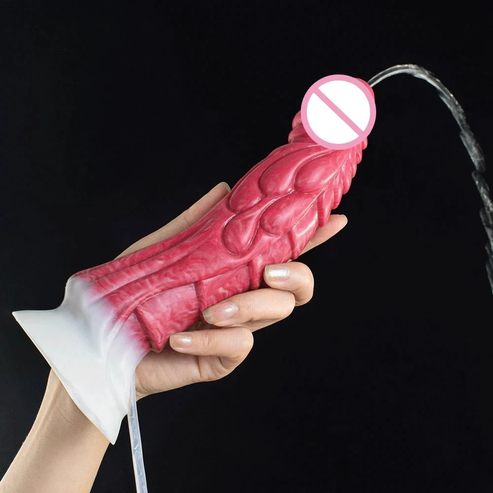 Ejaculation Realistic Dildo Sex Toys for Women Soft Flexible Silicone Animal Cock Penis Squirting Dildo with Scuction Cup
