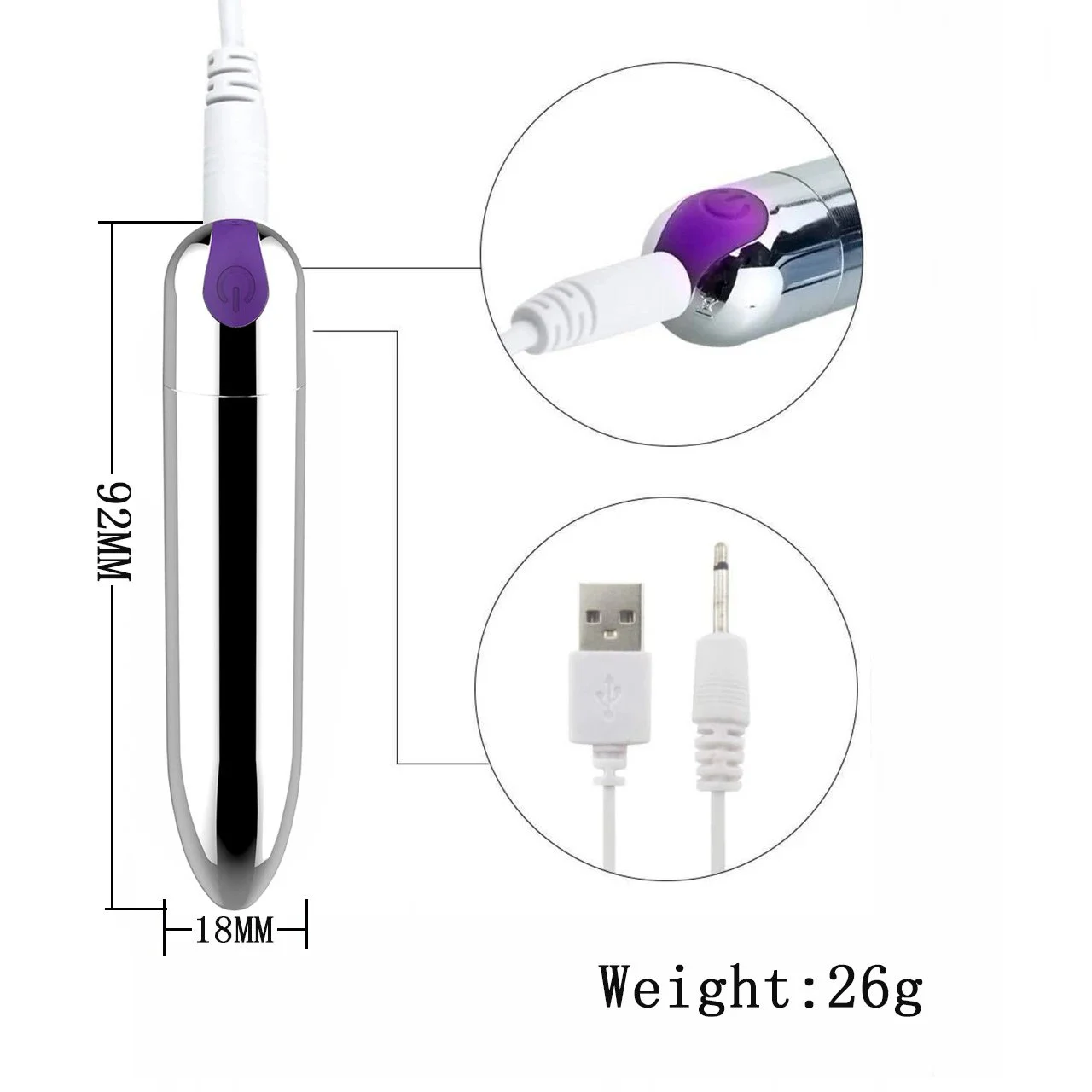 USB Rechargeable 10 Speed G Spot Clitoris Stimulation Bullet Vibrator Adult Sex Toy for Women