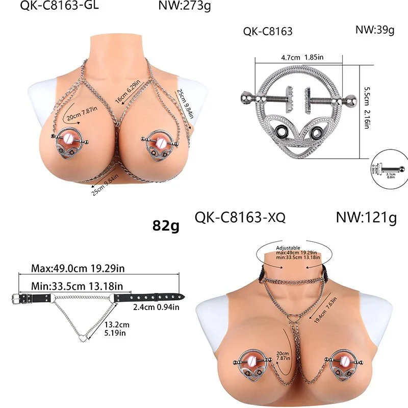 Body Restraint Chain Stainless Steel Nipple Clamps Suitable for Adult Sex Toys Metal Nipple Clamps Oppression