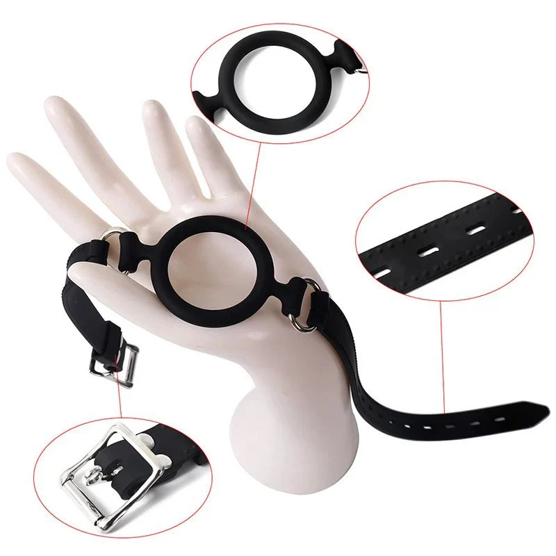 Bondage Slave Sex Toys Leather Belt SM Deep Throat Open Mouth Gag Ball Soft Silicone O Ring Mouth Gag