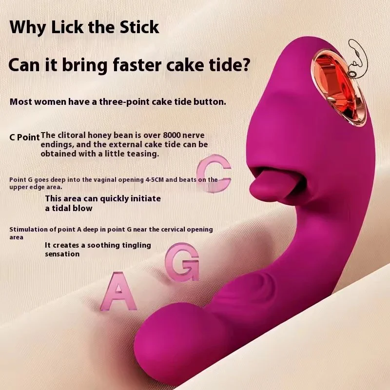 Handheld Female Masturbator Bass Quiet Tongue Licking Vibrator