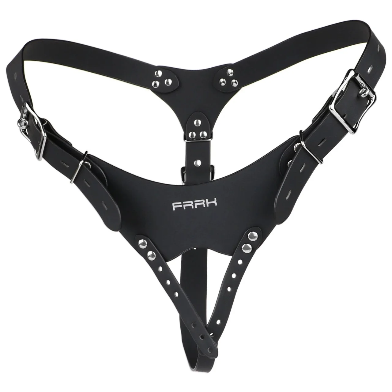 Multi-functional Restraint Harness with Shoulder Straps for Wearing Dildos PU Synthetic Leather Bondage Product