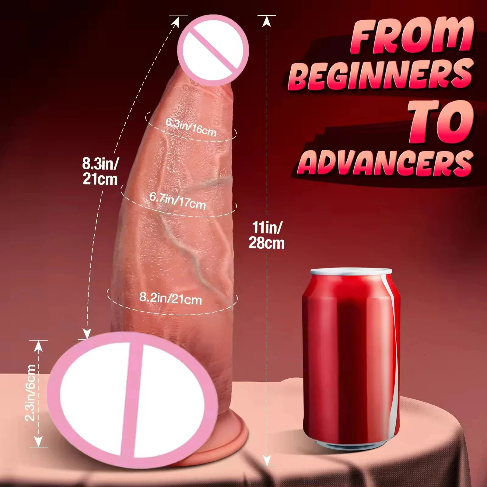 Sexy Realistic Giant Soft Silicone Dildo Vibrator 100% Waterproof Eco-Friendly Portable Brand for Women Men