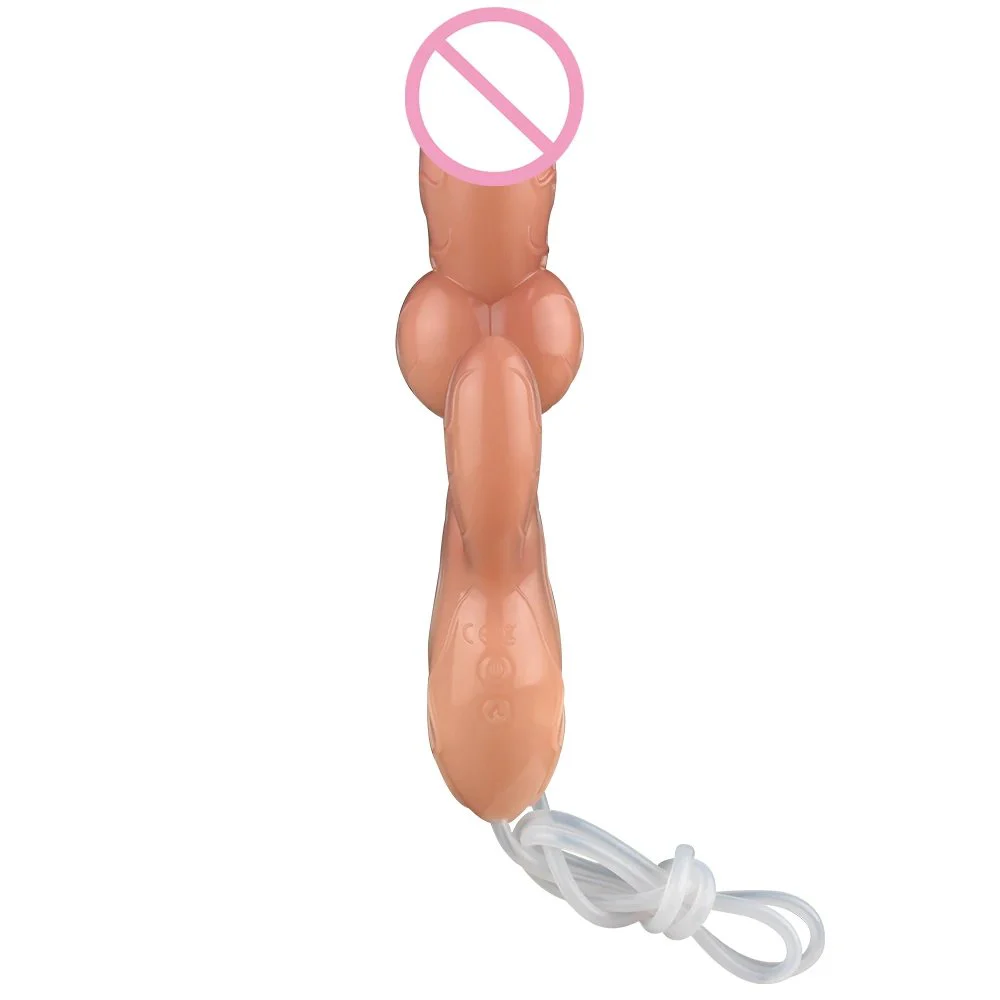 Head Heating Function and Squirting Function Dildos Vibrating Anal Plug Two Skins Color Dildos