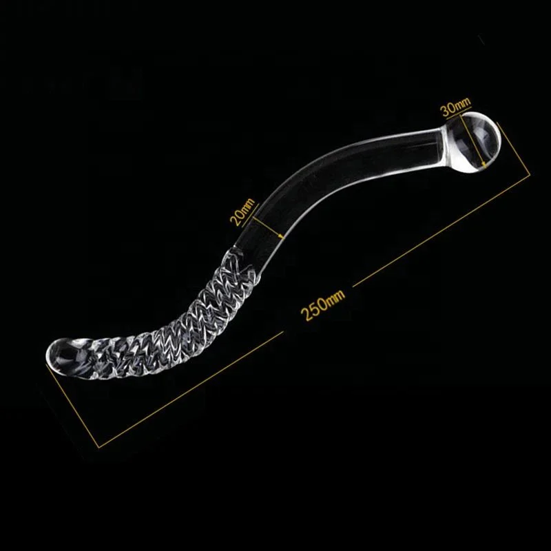 Double Beads Crystal Glass Dildo Faked Penis Female Vagina or Gay Butt Plug Masturbation