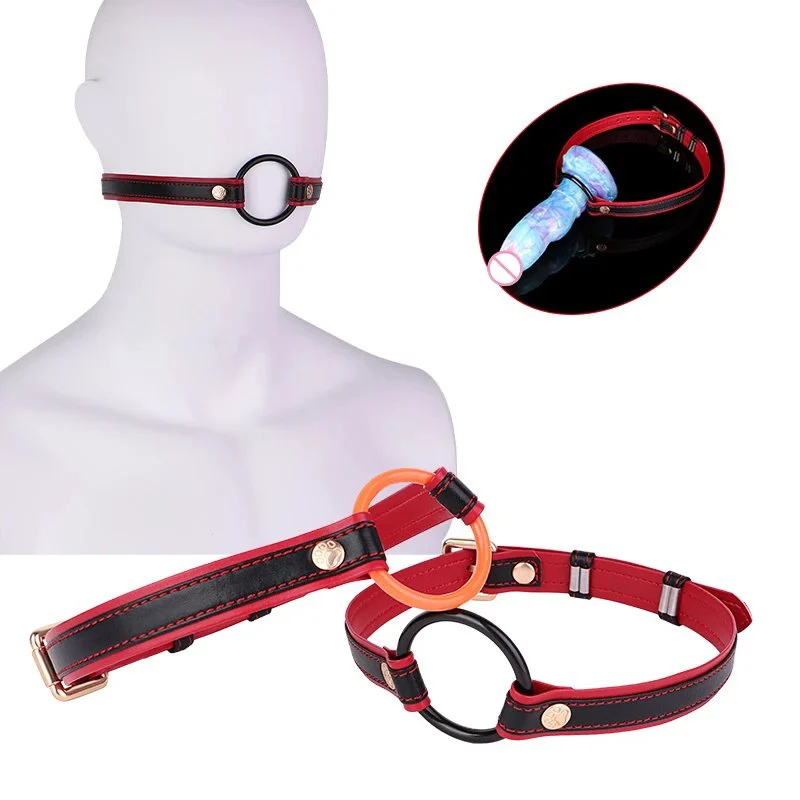 Premium Leather Mouth Gag Harness Silent Ball Gag Mouth Restraint for Submissive Training 2 Colors 18+ Adult Sex Toy