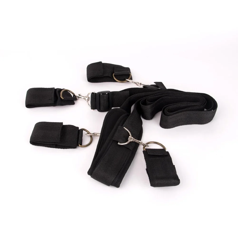 Neck Handcuffs Ankle Cuff Straps Leg Open Bed Bondage Adult Games Bondage Restraints Fetish Kit for Women Couple