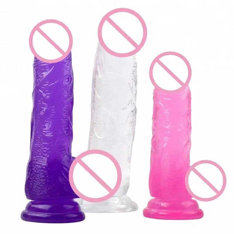 Crystal Jelly Flexible With Textured and Suction Cup Dong Realistic Penis