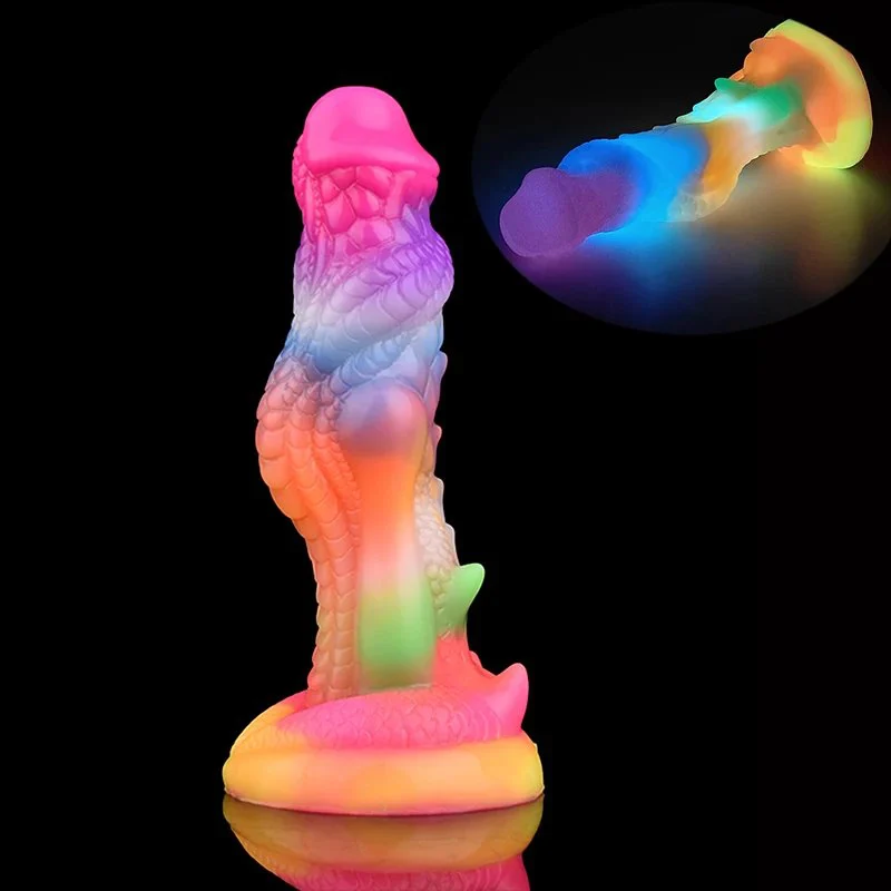 Dragon Dildo Glow in the Dark Curved Shaft Adult Sex Toy for G-spot Anal Play