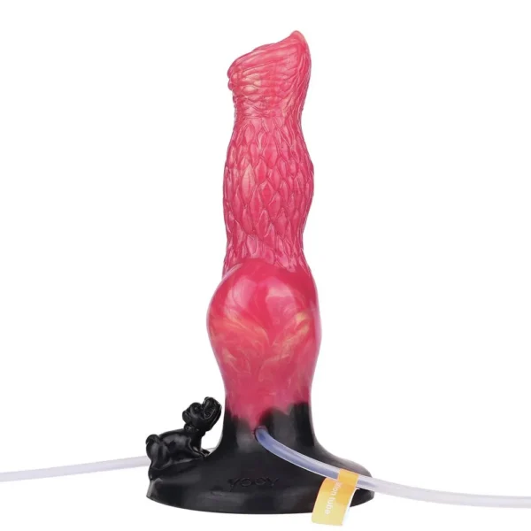 Red Inflatable Water Jet Dildo with Suction Cups for Body Attachment Toys to Enhance Your Sex Life Experience