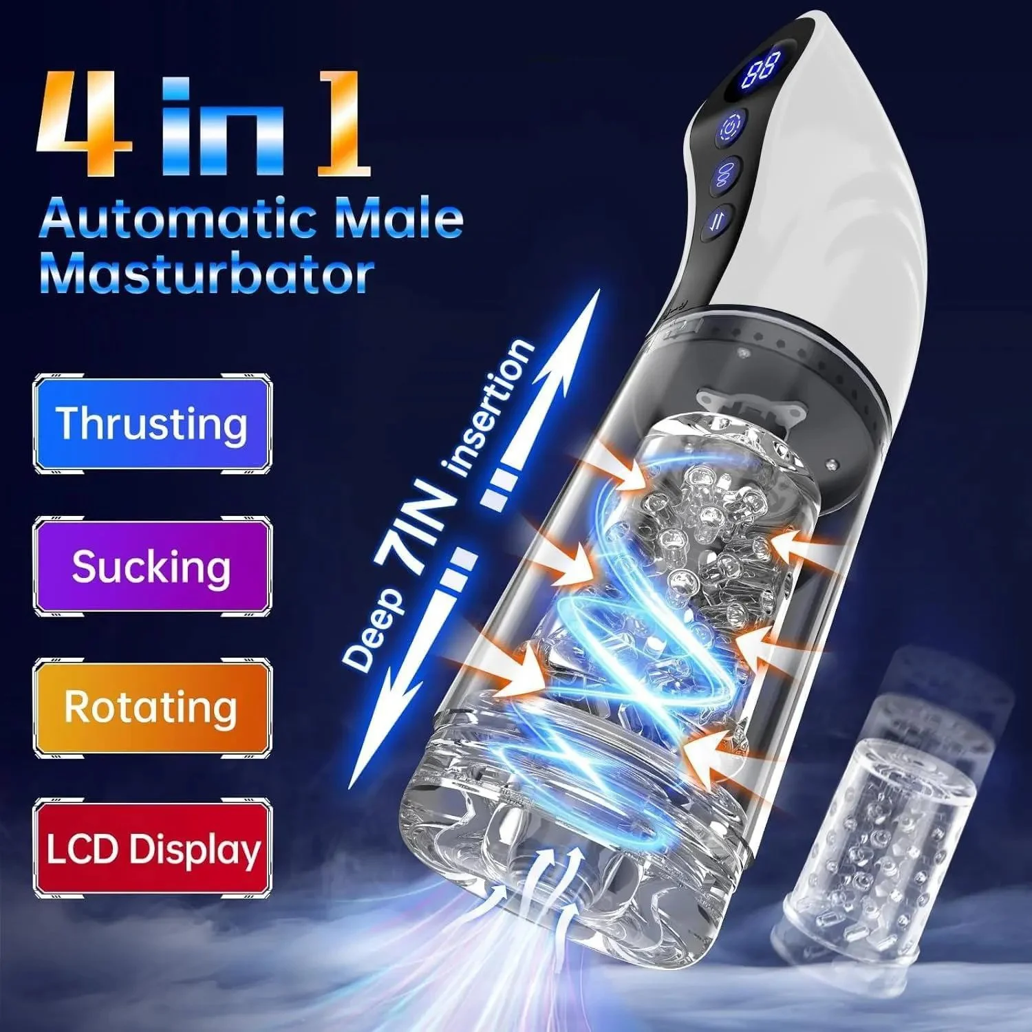 Automatic Sucking LCD Display Male Masturbator 9 Thrusting Rotating Functions Vagina Dildo Vibrating Masturbation Toy for Men