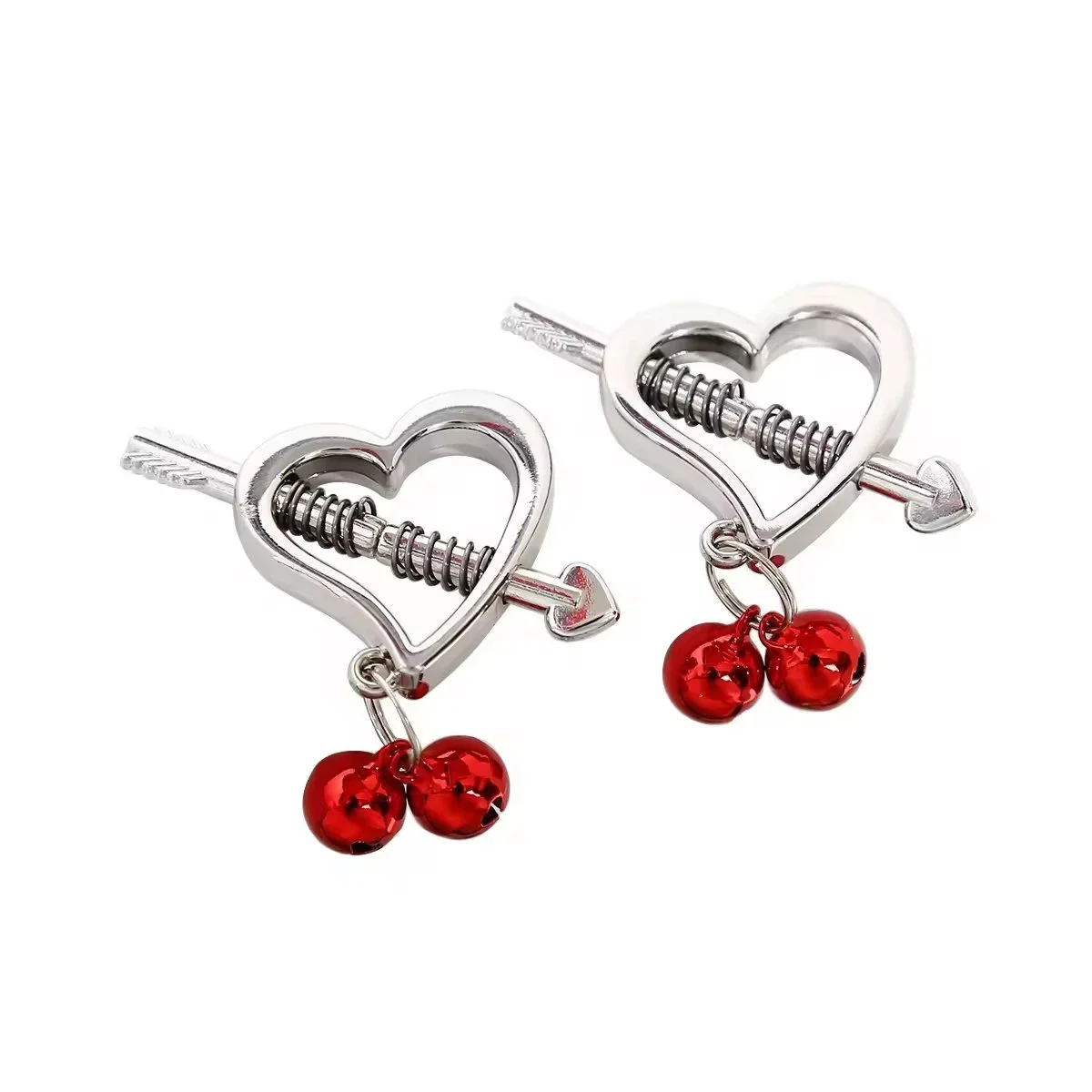 Sex Game Heart Shape Nipple Clamp Clips with Bell Play Adjustable Restraints Intimate Toys Accessories